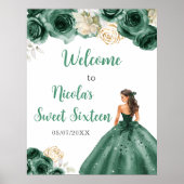 Poster Princesse en Robe Vert foncé Sweet sixteen Bienven (Devant)