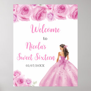 Poster Princesse en Sweet sixteen rose Bienvenue