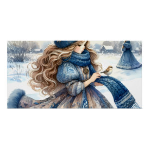 Poster Princesse Fantasy hivernale dans une Terre de cont