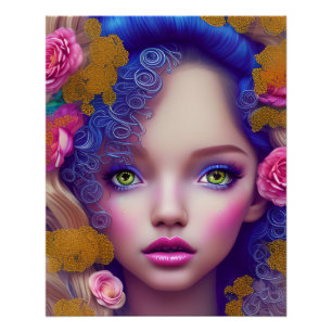 Poster Princesse Fleur inspirée par la culture ukrainienn