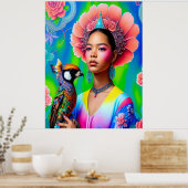Poster princesse florale avec oiseau (Cuisine)