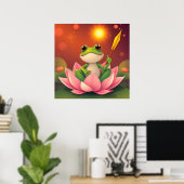 Poster Princesse Grenouille Heureuse dans Lotus Attend Le (Bureau à domicile)