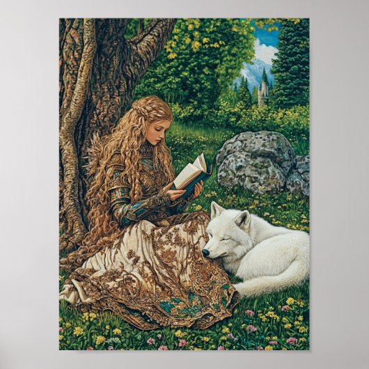 Poster Princesse Lecture par son Wolf Pet (Devant)
