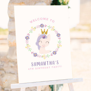 Poster Princesse Licorne Magique Bienvenue à la fête d'