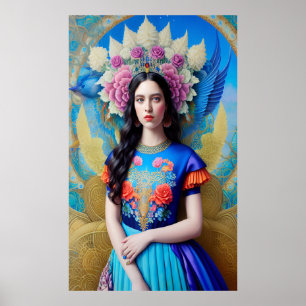Poster princesse magique avec robe magnifique