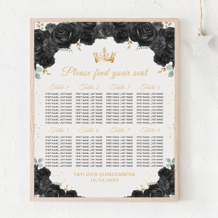 Poster Princesse noire Quinceañera Plan de table pour 8 t