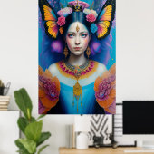 Poster princesse papillon avec petite couronne (Bureau à domicile)