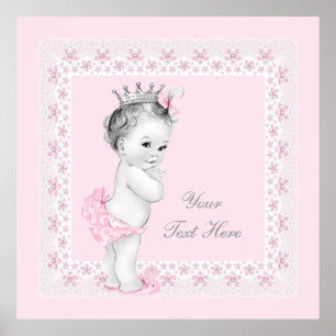 Poster Princesse rose bébé adorable