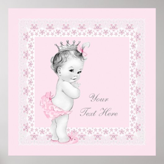 Poster Princesse rose bébé adorable (Devant)