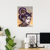 Poster Princesse Steampunk avec une fleur couleur cuivre (Bureau à domicile)
