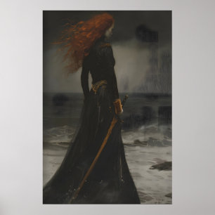 Poster Princesse Victorienne avec une épée, peinture de m