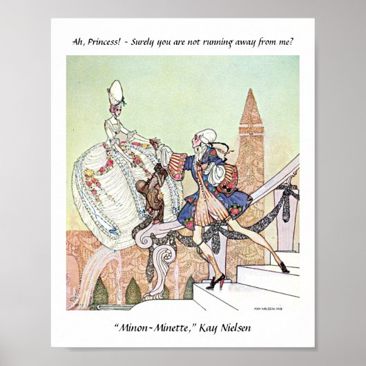 Poster princesse volante et prince choqué Kay Nielsen (Devant)