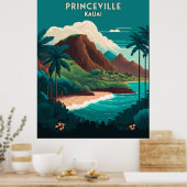 Poster Princeville Kauai Hawaii Beach Mounts Retro (Cuisine)