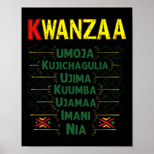 Poster Principes de Kwanzaa Célébration afro-américain He