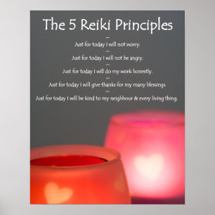 Poster Principes de Reiki avec des bougies