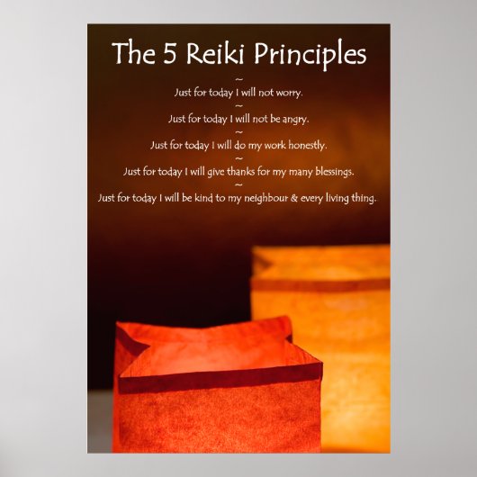 Poster Principes de Reiki avec Luminarias (Devant)