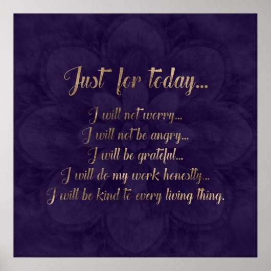 Poster Principes de Reiki - or sur le lotus pourpre (Devant)