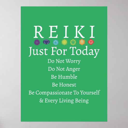 Poster Principes de Reiki Prévisions Vert (Devant)