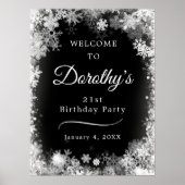 Poster Printable 21e anniversaire Snowflake Black Welcome (Devant)