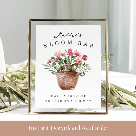 Poster Printable Bridal Shower Bloom Bar Sign
