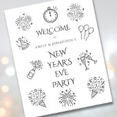 Poster Printable Doodles Black Welcome to New Year Party