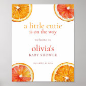 Poster Printable Little Cutie Orange Welcome Baby Shower  (Devant)