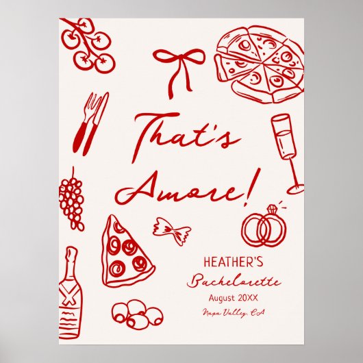 Poster Printable That's Amore Bachelorette Party (Devant)