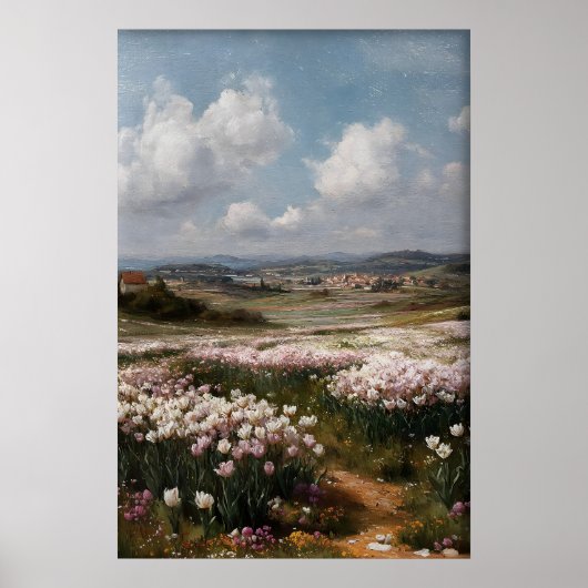 Poster Printable Tulips Wall Art, Antique Spring Flower (Devant)