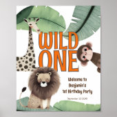 Poster Printable Wild One Safari Welcome 1st Birthday (Devant)