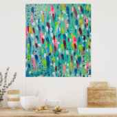 Poster Printemps Blues Art Abstrait (Cuisine)