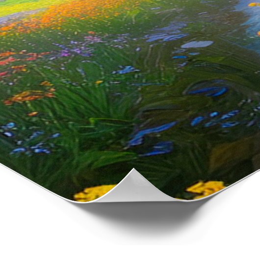 Poster Printemps dans la vallée des sommets neigeux (Coin)