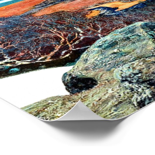 Poster Printemps en Laponie, peinture d'art (Coin)