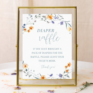 Poster Printemps Été Baby shower Floral Déchets Raffle