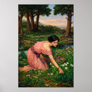 Poster Printemps Étend un Tapis Vert de Fleurs