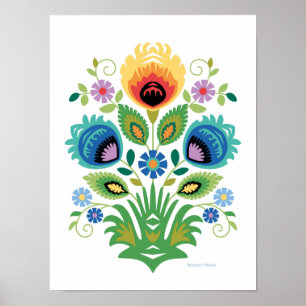Poster Printemps floral en Wycinanki polonais