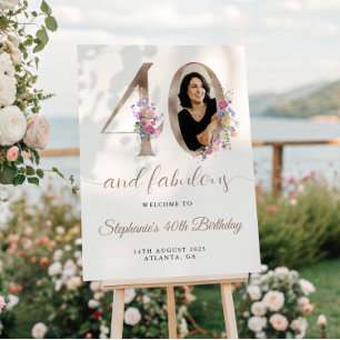 Poster Printemps Floral Photo 40e anniversaire Bienvenue