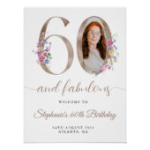 Poster Printemps Floral Photo 60e anniversaire Bienvenue (Devant)