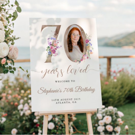Poster Printemps Floral Photo 70e anniversaire Bienvenue