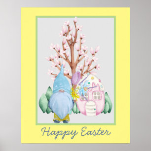 Poster Printemps Gnome Accueil Bonne Pâques