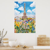 Poster Printemps parisien : La tour Eiffel fleurit (Cuisine)