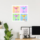 Poster, Prints - Retro Pop Art Martinis (Thuiskantoor)