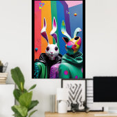 Poster Pris dans un moment de lapin (Bureau à domicile)