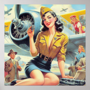 Poster Prise d'air de l'avion rétro