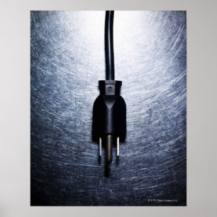 Poster Prise électrique à trois fourchons sur inoxydabl