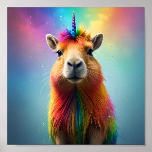 Poster Prismhorn : La Licorne Capybaraïque Arc-en-Ciel,