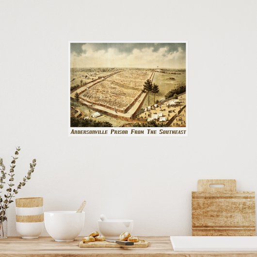 Poster Prison d'Andersonville (Camp Sumter), vue aérienne (Cuisine)