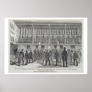 Poster Prisonniers qui travaillent à la roue à roue et au