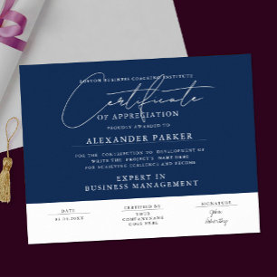Poster Prix d'appréciation d'affaires bleu marine élégant