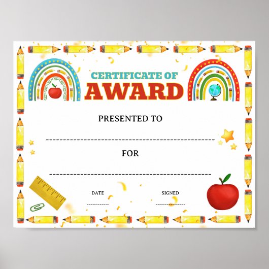 Poster prix de réussite de la classe éditable (Devant)