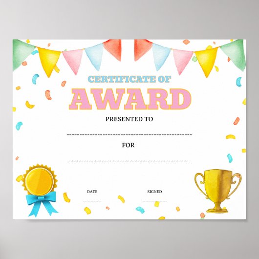Poster prix de réussite de la classe éditable (Devant)